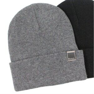 Mens BENCH Unisex Merino Wool Warm Grey Toque Beanie Hat